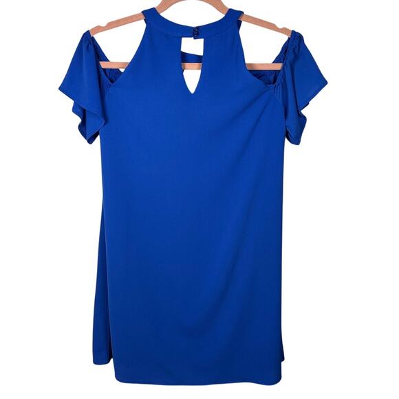 Lily Rose Royal Blue Cold Shoulder Key Hole Mini Dress Women's XS - Picture 2 of 8